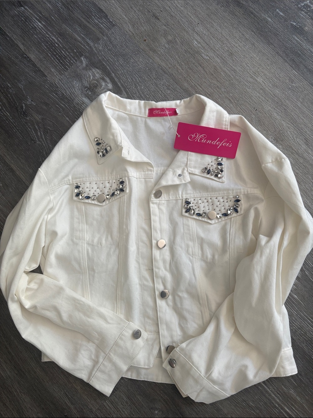 Nundefeis Embellished White Denim Jacket